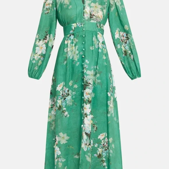 Zimmermann | Dresses | Zimmermann Green And White Sundress With Bishop  Sleeves | Poshmark
